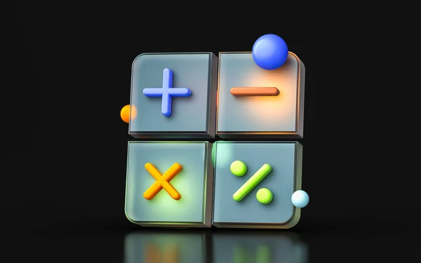 Icono Calculadora Morfismo Vidrio Con Luz Gradiente Colorido Sobre Fondo — Foto de Stock
