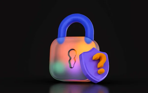 Glass Morphism Lock Question Mark Icon Colorful Gradient Light Dark — Foto Stock