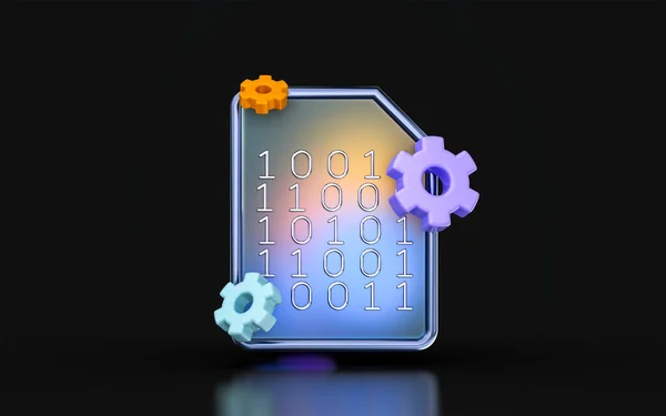 Glass Morphism Binary Setting Icon Colorful Gradient Light Dark Background — Fotografia de Stock