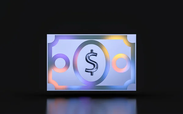 Glass Morphism Dollar Note Icon Colorful Gradient Light Dark Background — Foto de Stock