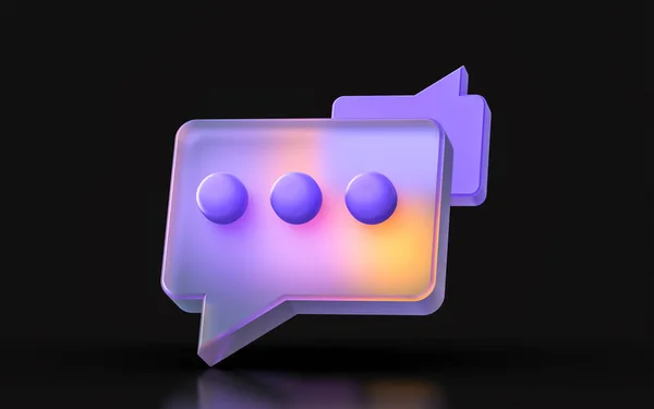 Glass Morphism Message Icon Colorful Gradient Light Dark Background Render — 스톡 사진