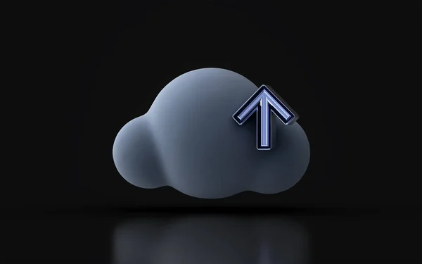 cloud upload sing on dark background 3d render concept for file sharing data upload store save