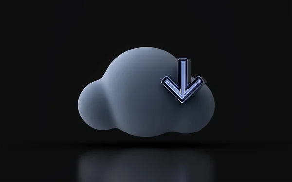 Nube Giù Freccia Segno Sfondo Scuro Concetto Rendering Informazioni Sui — Foto Stock