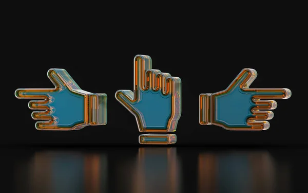 Left Right Hand Direction Sign Glass Morphism Dark Background Illustration – stockfoto