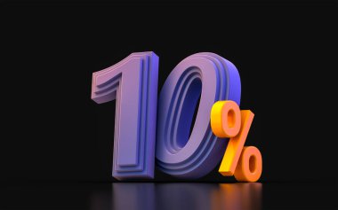 Kara Cuma% 10 indirimli satış afişi 3D yorumlama konsepti