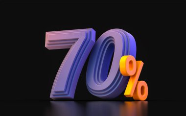 Kara Cuma% 70 indirimli satış afişi 3D yorumlama konsepti