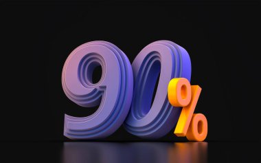 Kara Cuma% 90 indirimli satış afişi 3D yorumlama konsepti