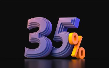 Kara Cuma% 35 indirimli satış afişi 3D yorumlama konsepti