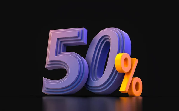 black Friday dark 50 percent discount number sale banner 3d render concept