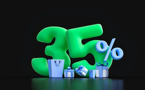 Mega Sell Offer Percent Discount Shopping Bag Gift Box Dark — Stock Photo, Image