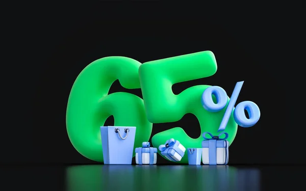 Mega Sell Offer Percent Discount Shopping Bag Gift Box Dark — Stock Photo, Image