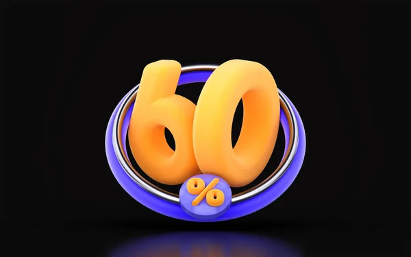 Percent Discount Ring Circle Dark Background Render Concept Big Shopping — 图库照片