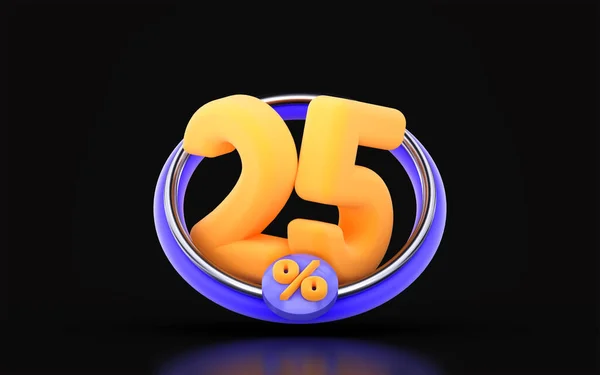 Percent Discount Ring Circle Dark Background Render Concept Big Shopping — 图库照片