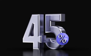 black Friday 45 percent discount metallic on dark background 3d render concept for big sale offer