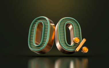 Altın lüks. Satış promosyonu için sayı faiz şablonunun yüzde 100 'ü arka plan 3D sunum kavramı