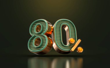 Satış promosyonu için% 80 indirimli satış şablonu 3D sunum konsepti