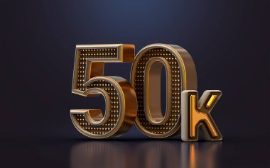 gold luxury Thank you for 50k followers online social banner happy celebration 3d render