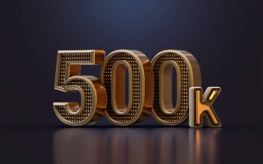 gold luxury Thank you for 500k followers online social banner happy celebration 3d render