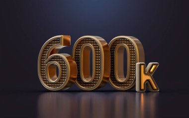 gold luxury Thank you for 600k followers online social banner happy celebration 3d render