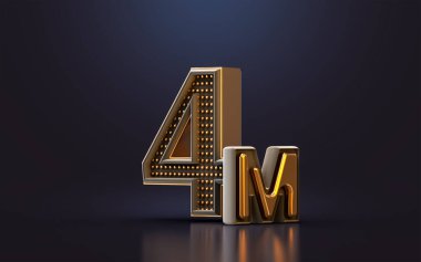 gold luxury Thank you for 4 millions followers online social banner happy celebration 3d render