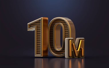 gold luxury Thank you for 10 millions followers online social banner happy celebration 3d render