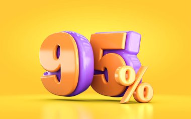 Sarı arka planda 3D portakal ve mor renkte promosyon indirimi% 95