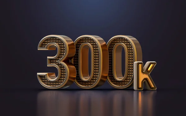 Arany Luxus Köszönjük 300K Követők Online Social Banner Boldog Ünneplés — Stock Fotó