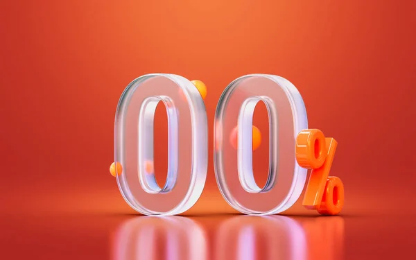 Glass Morphism Realistic Percent Interest Number Online Big Offer Discount — ストック写真
