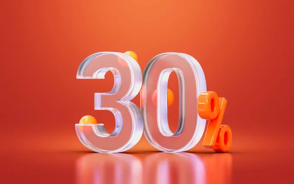 Glass Morphism Realistic Percent Number Online Big Sale Offer Discount — Stockfoto