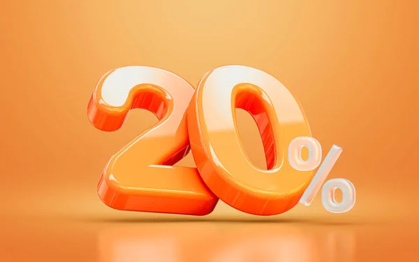 Orange Realistic Glossy Percentage Number Symbol Render Concept Seasonal Shopping — ストック写真