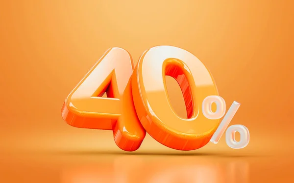 Orange Realistic Glossy Percentage Number Symbol Render Concept Seasonal Shopping — Foto de Stock