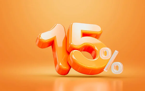 Orange Realistic Glossy Percentage Number Symbol Render Concept Seasonal Shopping — Fotografia de Stock