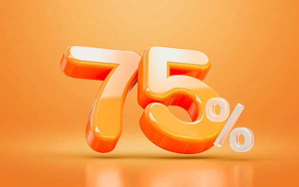 Orange Realistic Glossy Percentage Number Symbol Render Concept Seasonal Shopping — 스톡 사진