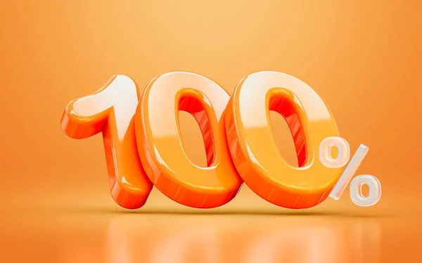 Orange Realistic Glossy 100 Percentage Number Symbol Render Concept Seasonal — Stock Fotó