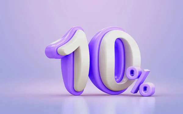 White Purple Cartoon Look Percentage Promotional Discount Number Symbol Render — Stockfoto