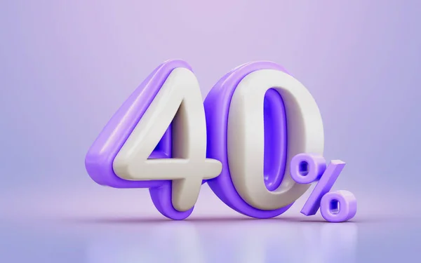 White Purple Cartoon Look Percentage Promotional Discount Number Symbol Render — Foto de Stock