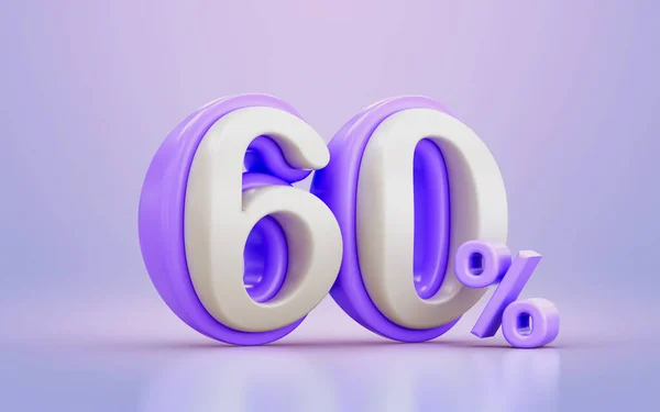 White Purple Cartoon Look Percentage Promotional Discount Number Symbol Render — Stockfoto