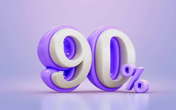 White Purple Cartoon Look Percentage Promotional Discount Number Symbol Render — 图库照片