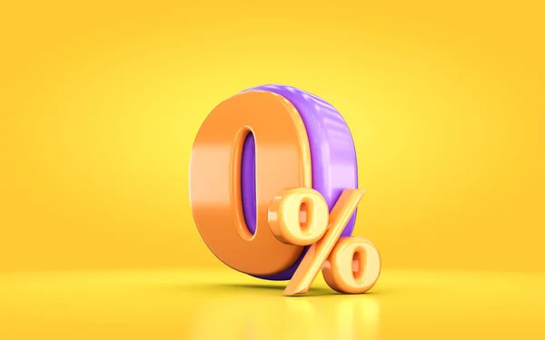 Рендеринг Оранжевый Фиолетовый Процентов Количество Рекламных Процентов Продаже Желтом Фоне — стоковое фото