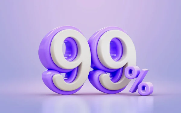 White Purple Cartoon Look Percentage Promotional Discount Number Symbol Render — Stockfoto