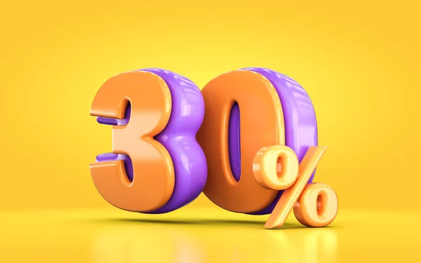 Render Orange Purple Percent Number Promotional Sale Discount Yellow Background — Foto Stock