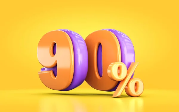 Візуалізація Помаранчевого Фіолетового Відсотків Кількості Акційних Знижок Жовтому Фоні — стокове фото