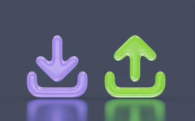 download and upload sign minimalistic look on dark background 3d render concept for file sharing