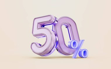 mega alışveriş, tatil festivali için yüzde 50 indirimli metalik parıltılı 3D sunuyor 
