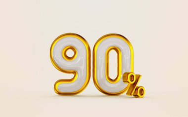 Büyük indirim% 90 altın kenarlı beyaz mermer tasarımcı sunar 3D render konsepti