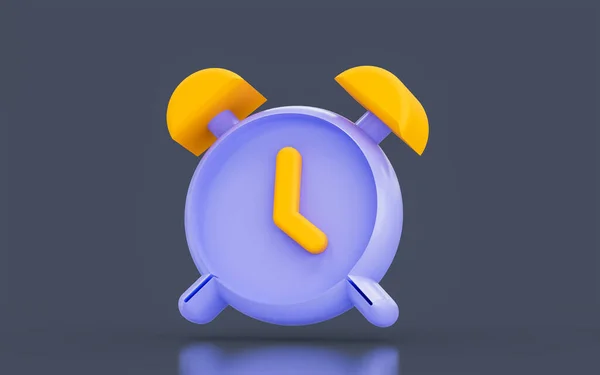 Alarm Clock Sign Minimalistic Look Dark Background Render Concept Time — Fotografia de Stock