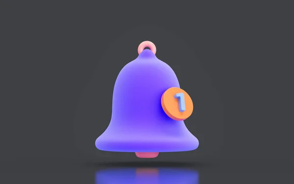 Notification Bell Sign Minimalistic Look Dark Background Render Concept Mobile — Fotografia de Stock