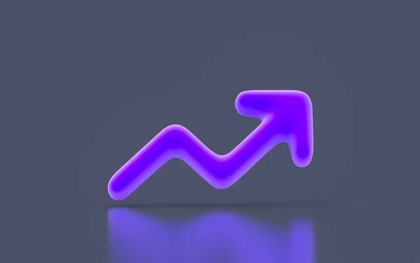 Chart Arrow Sign Minimalistic Look Dark Background Render Concept Growth — Fotografia de Stock