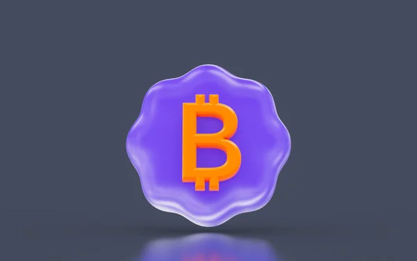 Bitcoin Sign Minimalistic Look Dark Background Render Concept Digital Crypto — Stockfoto
