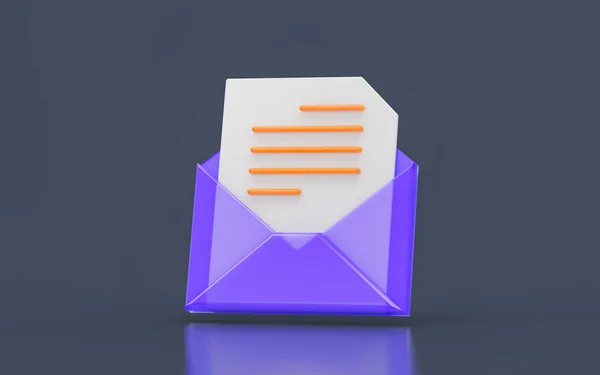 Envelope Document Sign Minimalistic Look Dark Background Render Concept Letter — Fotografia de Stock